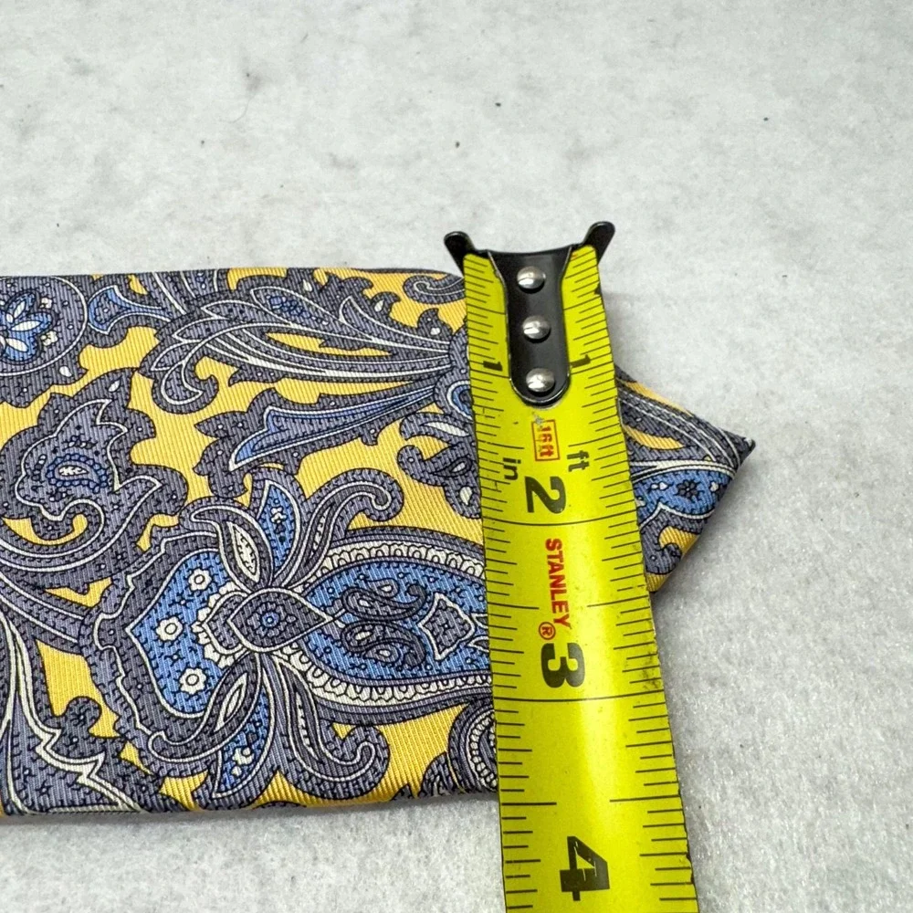 Jos A Bank Silk Tie Mens One Size Yellow Blue Paisley Executive‎ Collection